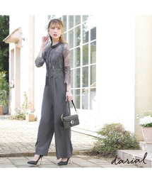 レースフレアオールインワンパンツドレス