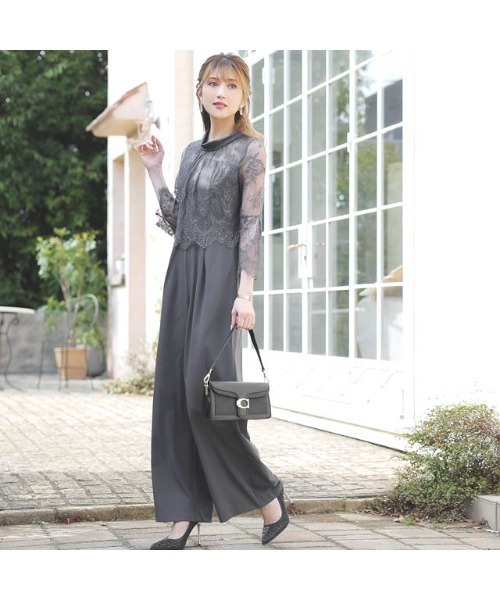 darial(ダリアル)の「レースフレアオールインワンパンツドレス(パンツドレス・レディース・ネイビー/ダークグレー・S/M/L)」の9枚目の写真