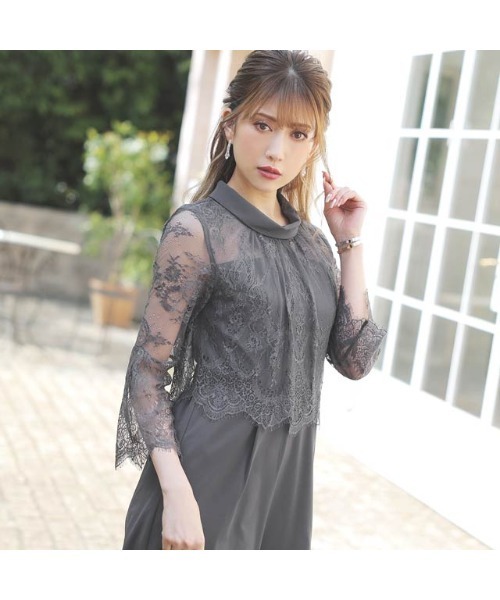 darial(ダリアル)の「レースフレアオールインワンパンツドレス(パンツドレス・レディース・ネイビー/ダークグレー・S/M/L)」の10枚目の写真