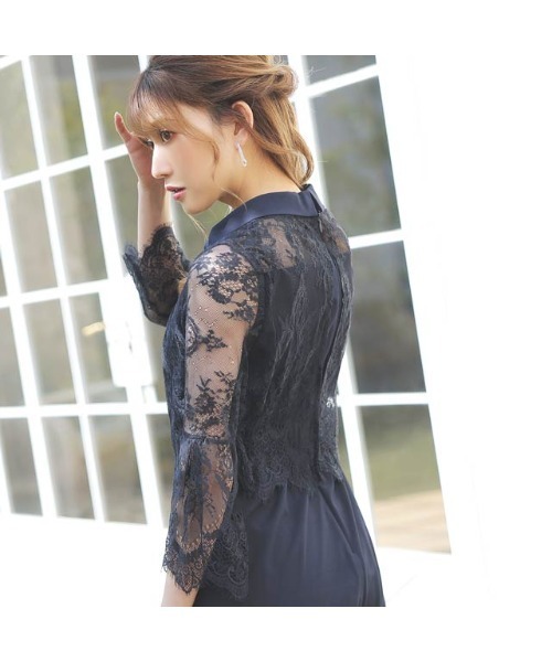 darial(ダリアル)の「レースフレアオールインワンパンツドレス(パンツドレス・レディース・ネイビー/ダークグレー・S/M/L)」の5枚目の写真