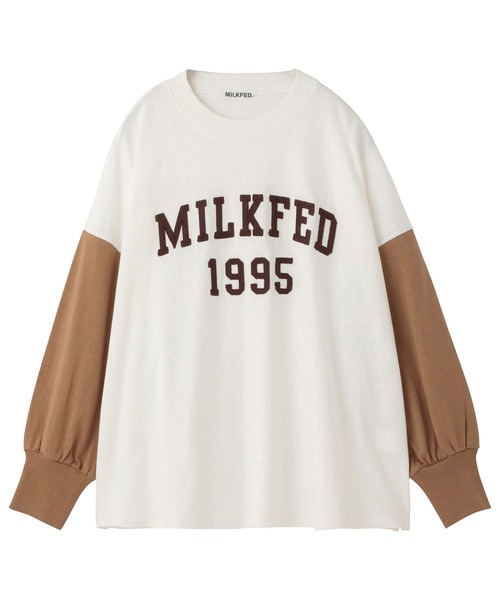 MILKFED.（ミルクフェド）の「CHAIN EMBROID FOOTBALL TEE（Tシャツ/カットソー・レディース・ベージュ/ネイビー/アッシュ・ONE SIZE）」の17枚目の写真