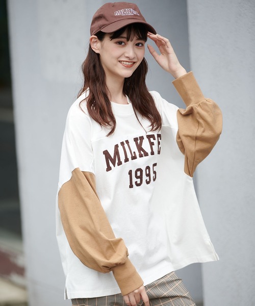 MILKFED.（ミルクフェド）の「CHAIN EMBROID FOOTBALL TEE（Tシャツ/カットソー・レディース・ベージュ/ネイビー/アッシュ・ONE SIZE）」の13枚目の写真