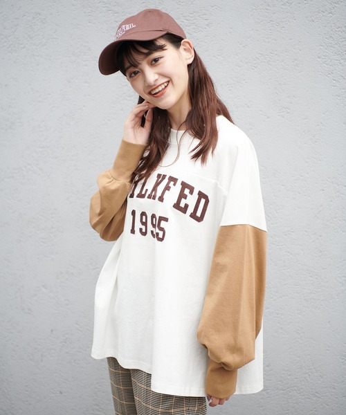 MILKFED.（ミルクフェド）の「CHAIN EMBROID FOOTBALL TEE（Tシャツ/カットソー・レディース・ベージュ/ネイビー/アッシュ・ONE SIZE）」の12枚目の写真