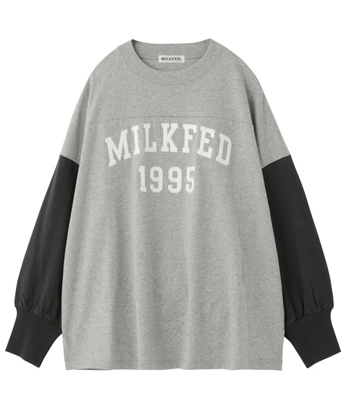 MILKFED.（ミルクフェド）の「CHAIN EMBROID FOOTBALL TEE（Tシャツ/カットソー・レディース・ベージュ/ネイビー/アッシュ・ONE SIZE）」の19枚目の写真