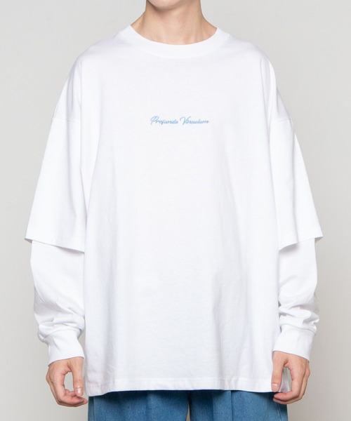 WEGO（ウィゴー）の「WEGO/レイヤードロゴビッグシルエットロンT（Tシャツ/カットソー・メンズ・ブラック系その他/ブラック/ホワイト系その他/ホワイト・MEDIUM/LARGE）」の20枚目の写真