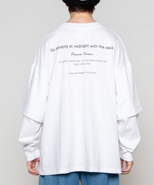 WEGO（ウィゴー）の「WEGO/レイヤードロゴビッグシルエットロンT（Tシャツ/カットソー・メンズ・ブラック系その他/ブラック/ホワイト系その他/ホワイト・MEDIUM/LARGE）」の21枚目の写真