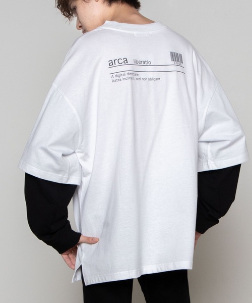 WEGO（ウィゴー）の「WEGO/レイヤードロゴビッグシルエットロンT（Tシャツ/カットソー・メンズ・ブラック系その他/ブラック/ホワイト系その他/ホワイト・MEDIUM/LARGE）」の8枚目の写真