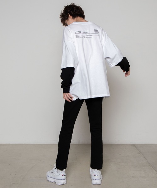 WEGO（ウィゴー）の「WEGO/レイヤードロゴビッグシルエットロンT（Tシャツ/カットソー・メンズ・ブラック系その他/ブラック/ホワイト系その他/ホワイト・MEDIUM/LARGE）」の11枚目の写真