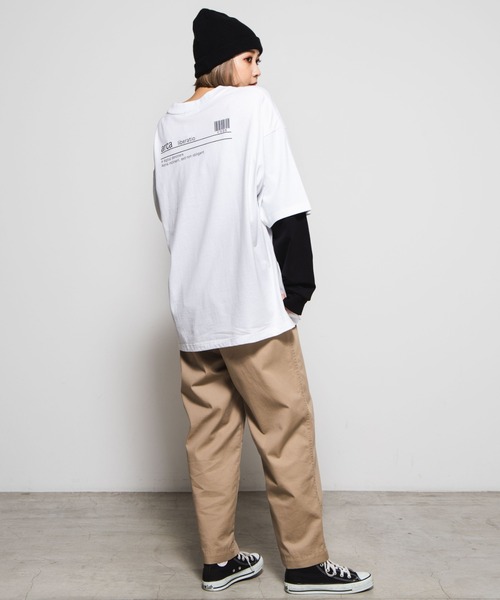 WEGO（ウィゴー）の「WEGO/レイヤードロゴビッグシルエットロンT（Tシャツ/カットソー・メンズ・ブラック系その他/ブラック/ホワイト系その他/ホワイト・MEDIUM/LARGE）」の18枚目の写真