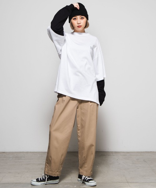 WEGO（ウィゴー）の「WEGO/レイヤードロゴビッグシルエットロンT（Tシャツ/カットソー・メンズ・ブラック系その他/ブラック/ホワイト系その他/ホワイト・MEDIUM/LARGE）」の19枚目の写真