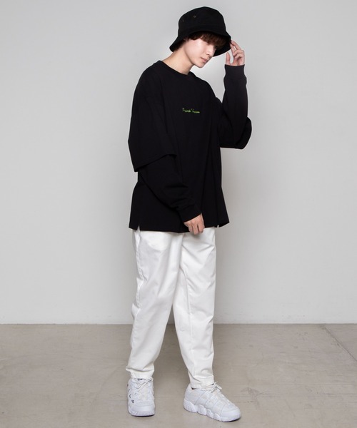 WEGO（ウィゴー）の「WEGO/レイヤードロゴビッグシルエットロンT（Tシャツ/カットソー・メンズ・ブラック系その他/ブラック/ホワイト系その他/ホワイト・MEDIUM/LARGE）」の12枚目の写真