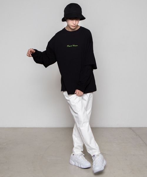 WEGO（ウィゴー）の「WEGO/レイヤードロゴビッグシルエットロンT（Tシャツ/カットソー・メンズ・ブラック系その他/ブラック/ホワイト系その他/ホワイト・MEDIUM/LARGE）」の13枚目の写真