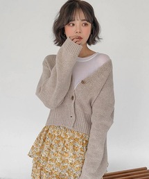MERONGSHOP ウール混Vネックカーディガン