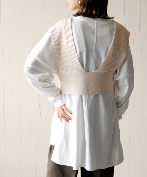 Chillfar（チルファー）の「2way畦編みビスチェ（ベスト・レディース・ブラック/ベージュ/ブラウン/アイボリー・FREE）」の2枚目の写真
