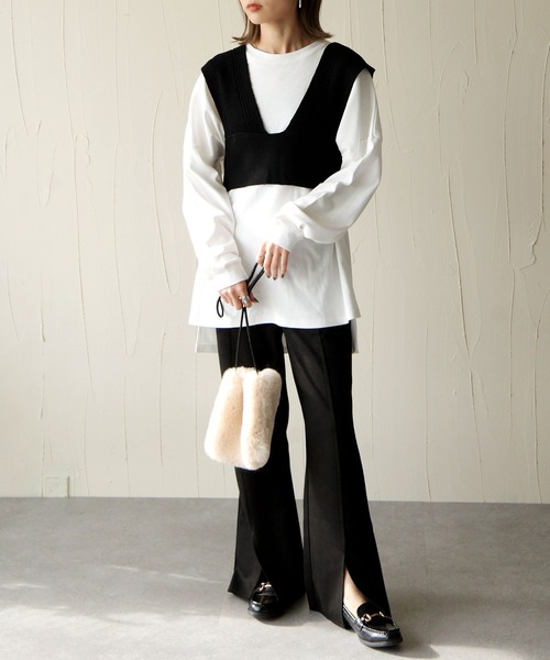 Chillfar（チルファー）の「2way畦編みビスチェ（ベスト・レディース・ブラック/ベージュ/ブラウン/アイボリー・FREE）」の8枚目の写真