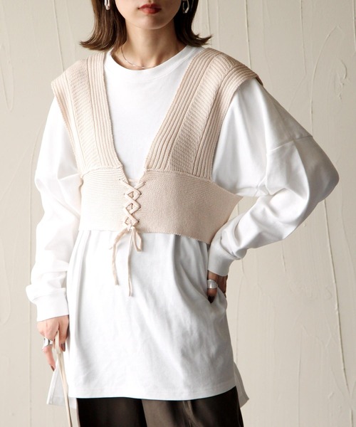 Chillfar（チルファー）の「2way畦編みビスチェ（ベスト・レディース・ブラック/ベージュ/ブラウン/アイボリー・FREE）」の15枚目の写真