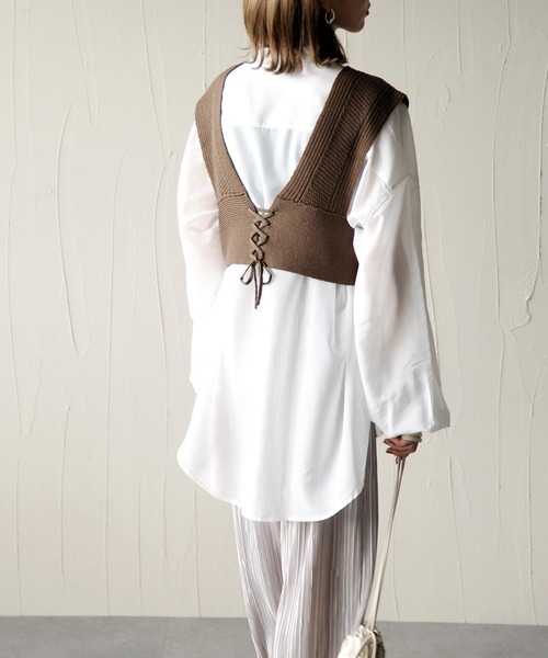 Chillfar（チルファー）の「2way畦編みビスチェ（ベスト・レディース・ブラック/ベージュ/ブラウン/アイボリー・FREE）」の21枚目の写真