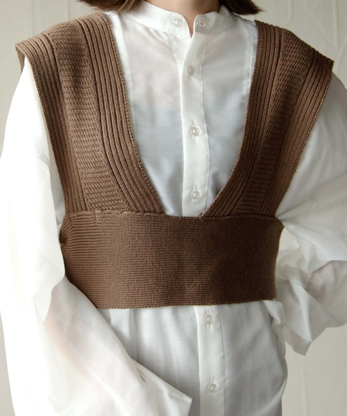 Chillfar（チルファー）の「2way畦編みビスチェ（ベスト・レディース・ブラック/ベージュ/ブラウン/アイボリー・FREE）」の13枚目の写真