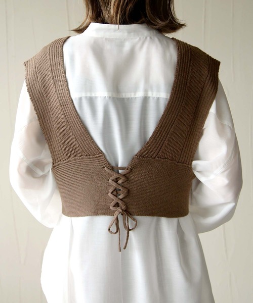 Chillfar（チルファー）の「2way畦編みビスチェ（ベスト・レディース・ブラック/ベージュ/ブラウン/アイボリー・FREE）」の6枚目の写真