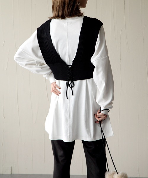 Chillfar（チルファー）の「2way畦編みビスチェ（ベスト・レディース・ブラック/ベージュ/ブラウン/アイボリー・FREE）」の11枚目の写真