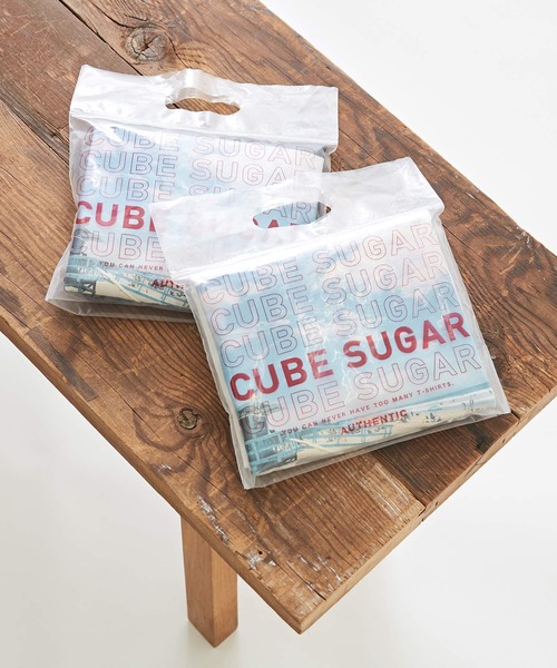 パッケージ クルーネック Tシャツ カットソー Cube パッケージ 天竺 プリント Sugar キューブシュガー のファッション Cube プリント