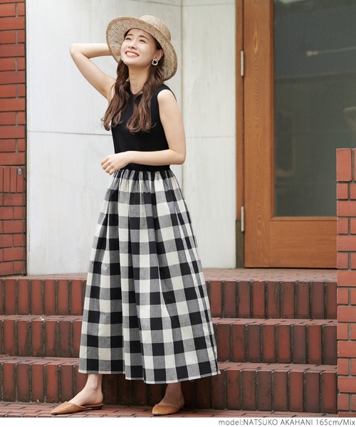 coca(coca)(コカ)の「リブニットドッキングチェックワンピース(ワンピース・レディース・ブラック系その他・ONE SIZE)」の7枚目の写真