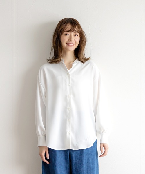 White Collection（ホワイトコレクション）の「【2021SS新作】春ニットベスト＆ボリュームスリーブブラウス/レイヤード2SET（ベスト・レディース・ベージュ/ブラック/カーキ/アイボリー・M）」の9枚目の写真