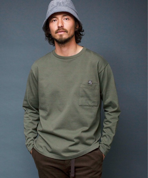 Magine(マージン)の「T/C HEAVY CTN TAB PKT TEE L/S:T/Cヘビーコットン グログランテープ タブ ポケット ロングスリーブ(Tシャツ/カットソー・メンズ・ホワイト/ブラック/ベージュ/オリーブ・44/46/48)」の4枚目の写真