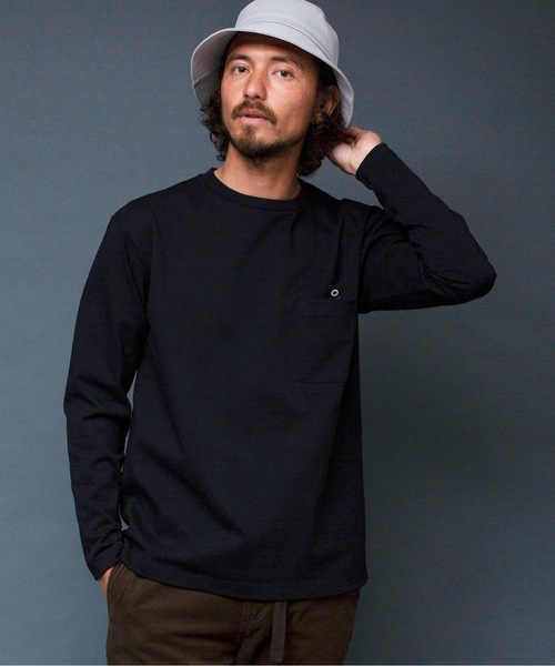 Magine(マージン)の「T/C HEAVY CTN TAB PKT TEE L/S:T/Cヘビーコットン グログランテープ タブ ポケット ロングスリーブ(Tシャツ/カットソー・メンズ・ホワイト/ブラック/ベージュ/オリーブ・44/46/48)」の1枚目の写真