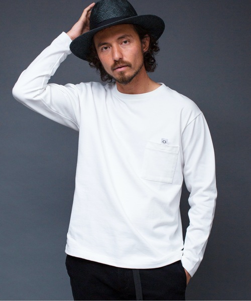 Magine(マージン)の「T/C HEAVY CTN TAB PKT TEE L/S:T/Cヘビーコットン グログランテープ タブ ポケット ロングスリーブ(Tシャツ/カットソー・メンズ・ホワイト/ブラック/ベージュ/オリーブ・44/46/48)」の5枚目の写真