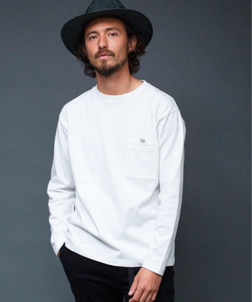 Magine(マージン)の「T/C HEAVY CTN TAB PKT TEE L/S:T/Cヘビーコットン グログランテープ タブ ポケット ロングスリーブ(Tシャツ/カットソー・メンズ・ホワイト/ブラック/ベージュ/オリーブ・44/46/48)」の6枚目の写真