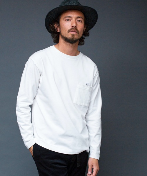 Magine(マージン)の「T/C HEAVY CTN TAB PKT TEE L/S:T/Cヘビーコットン グログランテープ タブ ポケット ロングスリーブ(Tシャツ/カットソー・メンズ・ホワイト/ブラック/ベージュ/オリーブ・44/46/48)」の7枚目の写真