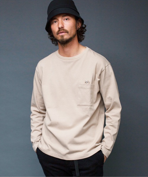 Magine(マージン)の「T/C HEAVY CTN TAB PKT TEE L/S:T/Cヘビーコットン グログランテープ タブ ポケット ロングスリーブ(Tシャツ/カットソー・メンズ・ホワイト/ブラック/ベージュ/オリーブ・44/46/48)」の13枚目の写真