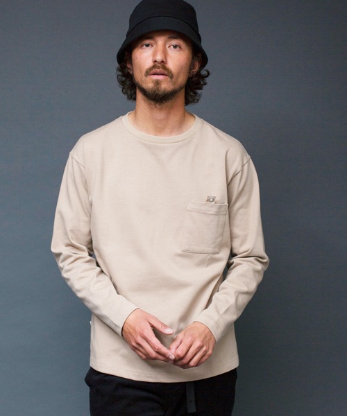 Magine(マージン)の「T/C HEAVY CTN TAB PKT TEE L/S:T/Cヘビーコットン グログランテープ タブ ポケット ロングスリーブ(Tシャツ/カットソー・メンズ・ホワイト/ブラック/ベージュ/オリーブ・44/46/48)」の14枚目の写真