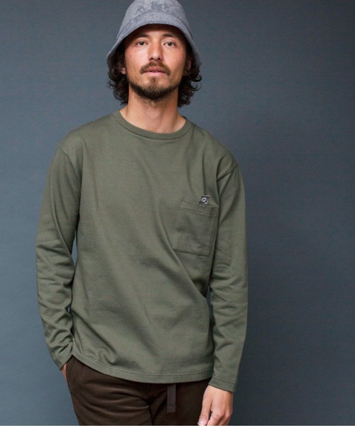 Magine(マージン)の「T/C HEAVY CTN TAB PKT TEE L/S:T/Cヘビーコットン グログランテープ タブ ポケット ロングスリーブ(Tシャツ/カットソー・メンズ・ホワイト/ブラック/ベージュ/オリーブ・44/46/48)」の16枚目の写真