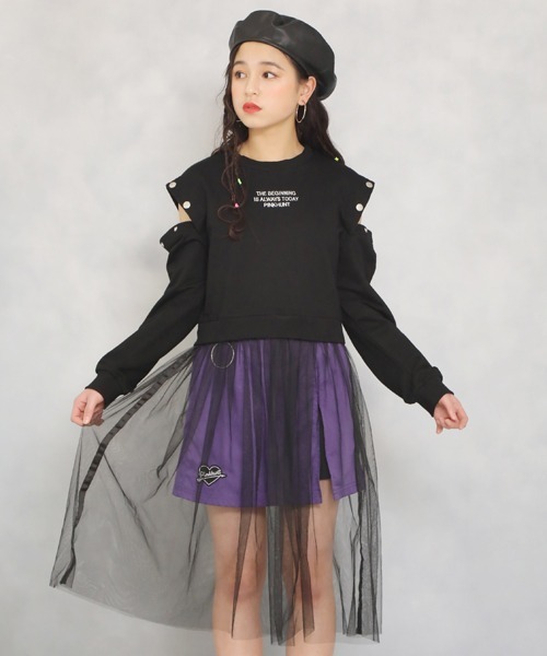 PINKHUNT（ピンクハント）の「PINKHUNT チュールスカート付きトレーナー 5181（スウェット・キッズ・ブラック/グリーン系その他2・130cm/140cm/150cm/160cm/120cm）」の2枚目の写真