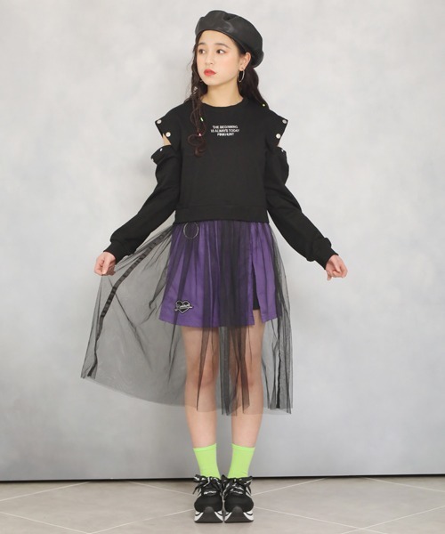 PINKHUNT（ピンクハント）の「PINKHUNT チュールスカート付きトレーナー 5181（スウェット・キッズ・ブラック/グリーン系その他2・130cm/140cm/150cm/160cm/120cm）」の4枚目の写真