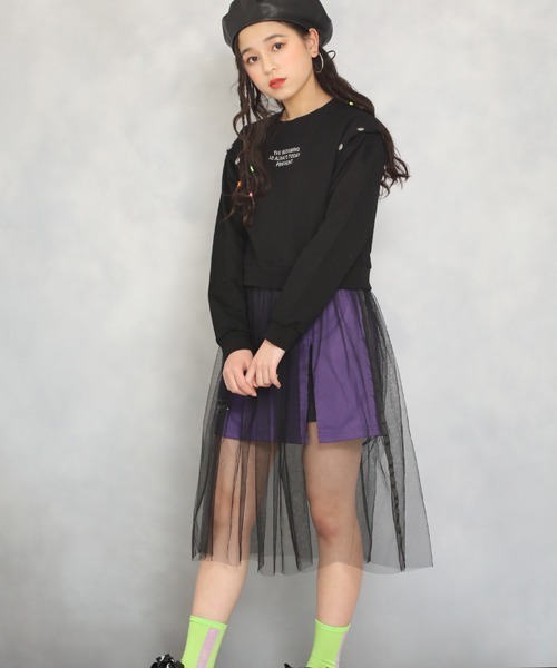 PINKHUNT（ピンクハント）の「PINKHUNT チュールスカート付きトレーナー 5181（スウェット・キッズ・ブラック/グリーン系その他2・130cm/140cm/150cm/160cm/120cm）」の7枚目の写真