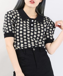 WC | WC/フラワーニット半袖ポロシャツ(ニット/セーター)