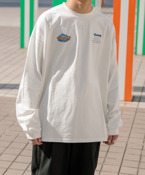 Perushu（ペルーシュ）の「アソートプリントロンT（Tシャツ/カットソー・メンズ・その他/ホワイト/オフホワイト/ブラック/チャコールグレー/サックスブルー・MEDIUM/LARGE/X-LARGE）」の2枚目の写真