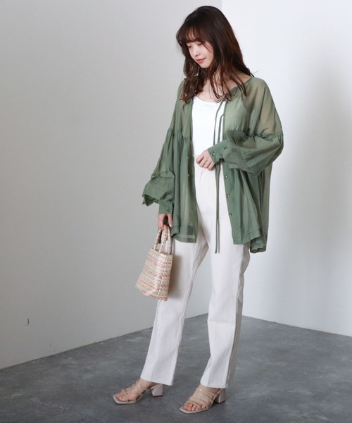 archives(アルシーヴ)の「【web限定item】シアーボリューム2wayブラウス(シャツ/ブラウス・レディース・ベージュ/オフホワイト/グリーン/ピンク系その他・MEDIUM)」の11枚目の写真