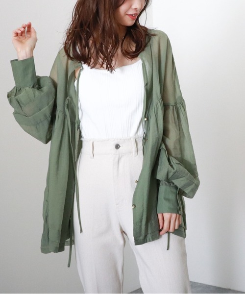 archives(アルシーヴ)の「【web限定item】シアーボリューム2wayブラウス(シャツ/ブラウス・レディース・ベージュ/オフホワイト/グリーン/ピンク系その他・MEDIUM)」の19枚目の写真