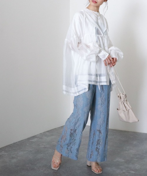 archives(アルシーヴ)の「【web限定item】シアーボリューム2wayブラウス(シャツ/ブラウス・レディース・ベージュ/オフホワイト/グリーン/ピンク系その他・MEDIUM)」の6枚目の写真