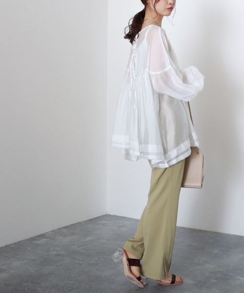 archives(アルシーヴ)の「【web限定item】シアーボリューム2wayブラウス(シャツ/ブラウス・レディース・ベージュ/オフホワイト/グリーン/ピンク系その他・MEDIUM)」の8枚目の写真