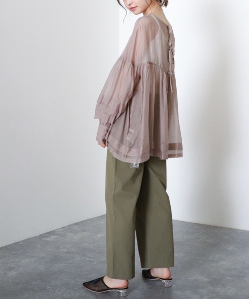 archives(アルシーヴ)の「【web限定item】シアーボリューム2wayブラウス(シャツ/ブラウス・レディース・ベージュ/オフホワイト/グリーン/ピンク系その他・MEDIUM)」の10枚目の写真