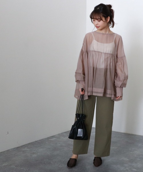 archives(アルシーヴ)の「【web限定item】シアーボリューム2wayブラウス(シャツ/ブラウス・レディース・ベージュ/オフホワイト/グリーン/ピンク系その他・MEDIUM)」の9枚目の写真