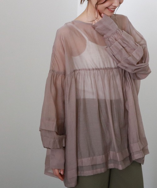 archives(アルシーヴ)の「【web限定item】シアーボリューム2wayブラウス(シャツ/ブラウス・レディース・ベージュ/オフホワイト/グリーン/ピンク系その他・MEDIUM)」の18枚目の写真