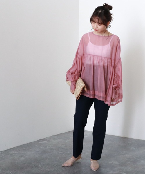 archives(アルシーヴ)の「【web限定item】シアーボリューム2wayブラウス(シャツ/ブラウス・レディース・ベージュ/オフホワイト/グリーン/ピンク系その他・MEDIUM)」の14枚目の写真