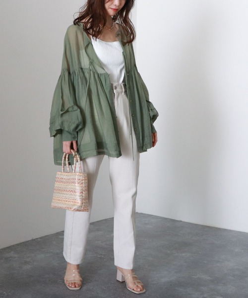 archives(アルシーヴ)の「【web限定item】シアーボリューム2wayブラウス(シャツ/ブラウス・レディース・ベージュ/オフホワイト/グリーン/ピンク系その他・MEDIUM)」の12枚目の写真