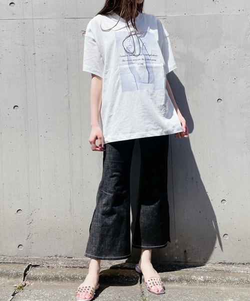 lilLilly（リルリリー）の「グラフィックプリントＴシャツ（Tシャツ/カットソー・レディース・ホワイト/ブラック/ブルー・FREE）」の8枚目の写真